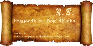 Mogyorósi Boglárka névjegykártya